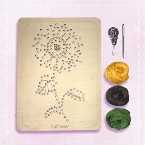 Wooden Flower Lacing Embroidery Kits for Beginners, Set of 5 Learn-to-Stitch Craft Boards, Sewing & Embroidery Art Kits for Kids Ages 8+, DIY Craft Projects, Educational Gifts, Party Favors (Summer) - style: Summer