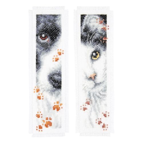 Vervaco Cross Stitch Bookmark Dog and Cat (Set of 2) 2.4" x 8" PN-0155651 - size: 6 x 20 x 0,3 cm
