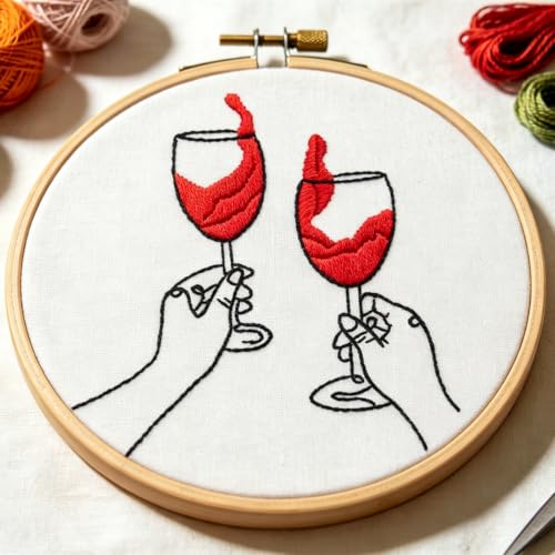 Crafmanoe Romance Embroidery Kits for Beginners Adults, Hand Embroidery Starters Kits, Stamped Cross Stitch Kits for Adults Anniversary Valentine's Day Gifts, Embroidery Hoop, Thread & Video Tutorial - color: H2112, size: 6.3Inch