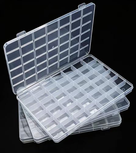 42 Grids Bead Organizer Box, 3 Pack, Clear Jewelry Organizer for Bead Organizers and Storage - color: [3-Pack] Clear, size: 42-Grids