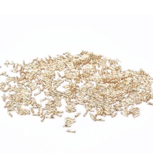 1400pcs 2x7mm Golden Glass Bugle Beads Tube Twisted Seed Beads for Earring Bracelet Necklace Jewelry DIY Craft Making AAA - color: Golden