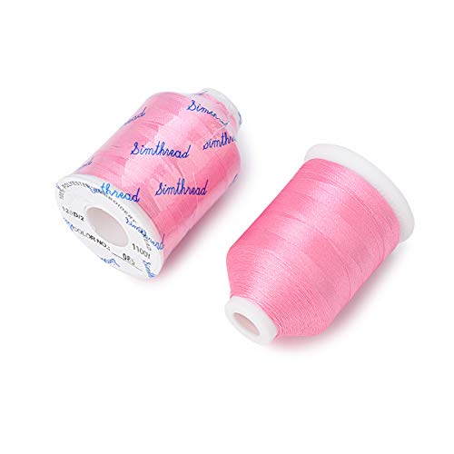 Simthread 6 Pink Polyester Machine Embroidery Threads 1000M(1100Yards) for Brother Babylock Janome Pfaff Singer Bernina Home Embroidery and Sewing Machines (Pink) - color: Pink