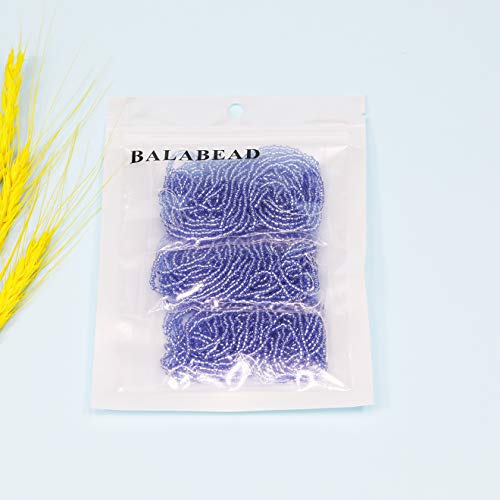 Size 11/0 Blue Sliver Lined Seed Beads Hank (1 Hank 3 Meters) Total 3 String Hanks About 6000pcs, 9 Meters String Seed Beads Strand Hanks(Blue -Silver Lined) - color: Blue -Silver Lined