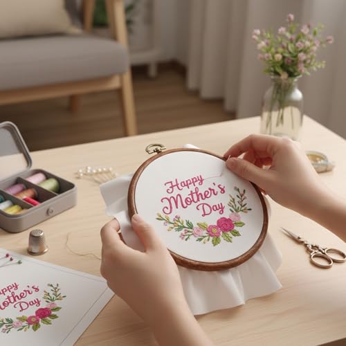 Oqqlin 12 Pcs Round Embroidery Hoop, 6 Inch Imitation Wood Embroidery Hoops Decorative Round Rubber Cross Stitch Hoop Ring for Sewing, DIY Craft, Hanging Decor - size: 6 Inch
