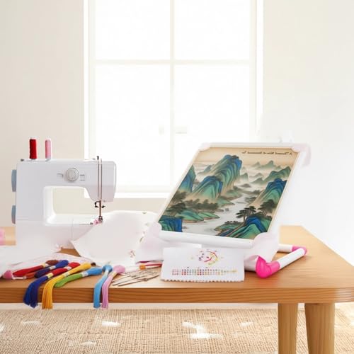 Desktop Cross Stitch Stand, 13.8 x 11.8 x 9.8 in Universal Embroidery Clip Frame, Plastic Embroidery Frame for Hands Free Sewing Crafts, Large Project Holder
