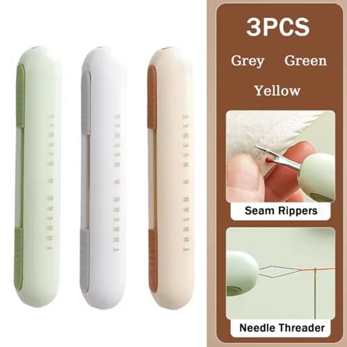 ZhXu Shuo 2 in 1 Needle Threader Seam Ripper for Sewing, Needle Threaders and Seam Rippers Tool for Sewing Enthusiasts and Elderly (3 PCS)