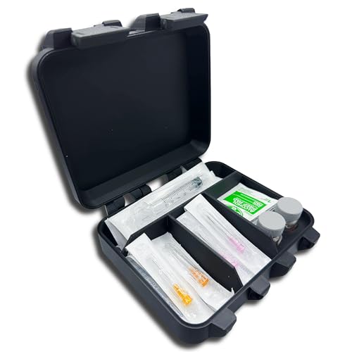 2-Slot HRT TRT Storage Case for 10ml Vials – Holds Syringes, Needles & Alcohol Wipes – Compact Travel Organizer for Hormone Therapy or Wellness Kits