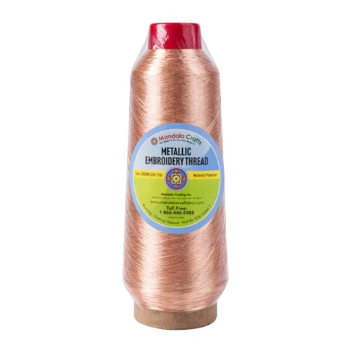 Mandala Crafts Metallic Rose Gold Embroidery Floss for Sewing, 3281 YD - color: Rose Gold, size: 3000M 3281 Yard