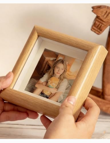 4x4 Small Shadow Box Picture Frame Display Case Tabletop Wall,1-Pack Beige - color: 1pcs beige