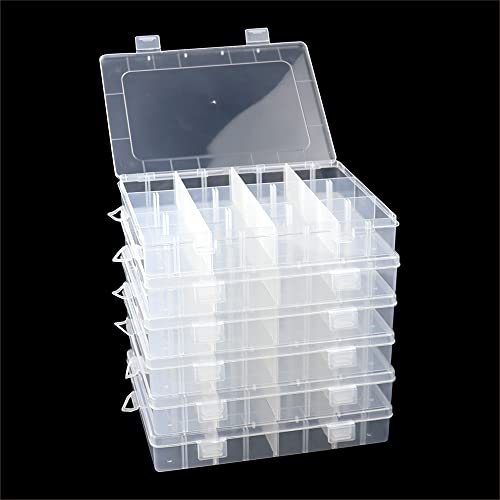 6 Pack Organizer Box with Parkical Adjustable Dividers, 12 Grids Plastic Storage Container for Jewelry, Craft DIY, Bead Organizer, Sewing, Dip Powder, Hair Accessories - size: 6 Pack 12 Compartment Organizer Box