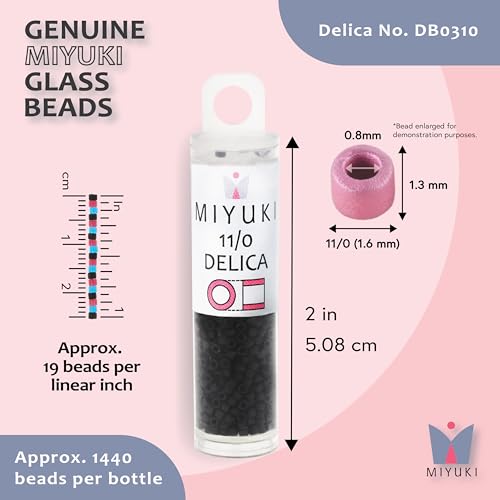 Miyuki Delica Seed Beads - color: DB0310 - Matte Black
