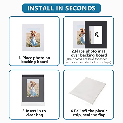 Somime 10 Pack Black Picture Mat Set,16x20 Precut Mat for 11x14 Photos - size: black 10pc sets 16x20