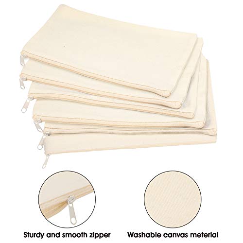Shappy 40 Pieces Canvas Pouch Zipper Pen Makeup Cosmetic Bag, White - color: White