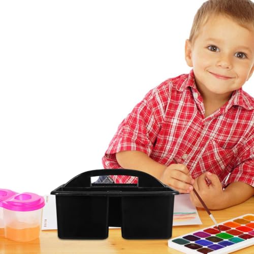 NUOBESTY Classroom Storage Caddy with Handle Portable 3 Compartment Art Supplies Caddy Plastic Organizer with Handle for Teacher Supply Storage Kids Craft Organizer Office and Home Use