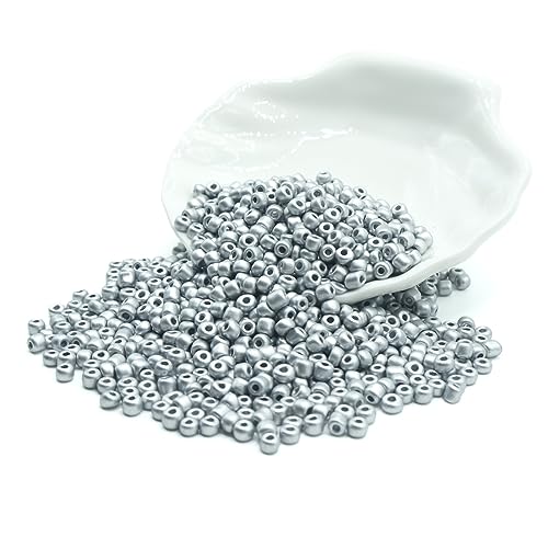 4mm Seed Bracelet Beads for Jewelry Making, 1000 Pcs Pony Beads Bulk for DIY Bracelet Earring Necklace Craft Supplies (Silver Gray) - color: Silver Gray