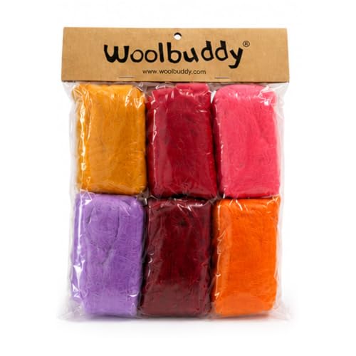 Woolbuddy Merino Wool Roving Kit for Needle Felting (Summer) 10g Per Color - color: Wool bag Summer