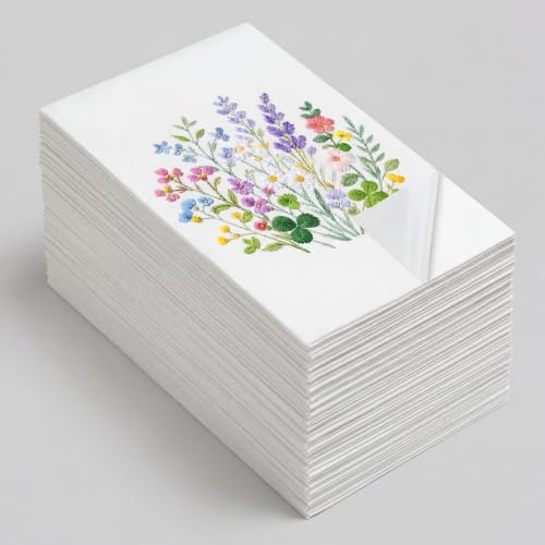 Rivvlive 100 Pcs Sticky Water Soluble Embroidery Stabilizer Sheets 8.2"x5.9", Self Adhesive Printable Draw Transfer Paper for Hand & Machine Embroidery on Denim, Knit, Canvas