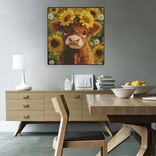 Cow Flowers Stamped Cross Stitch Embroidery Kits for Beginners Adults - color: cow flowers