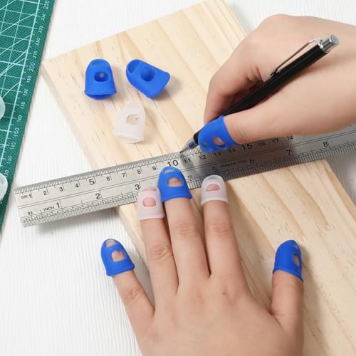 16 Pcs Thimbles for Hand Embroidery, Thumb Protectors 4 Size Silicone Thimble Fingertip Grips Rubber Pads Cover Breathable Pads Cover for Paper Sorting Money Counting Sewing Guitar Playing