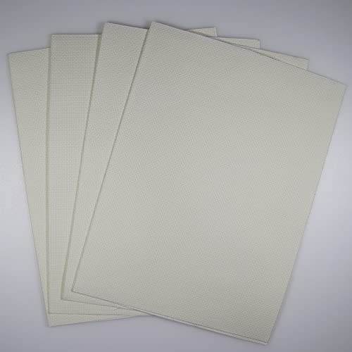 KCS 4 pc of 12" x 18" 14CT Counted Cotton Aida Cloth Cross Stitch Fabric (Antique White) - color: Antique White