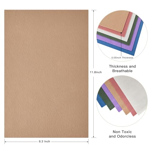 HaoFeiJH Felt Sheets - 6PCS Soft Felt Squares (8x12 A4), 1.5mm Thick, Ideal for Sewing, Patchwork, Decoration, Embroidering, DIY Craft - color: Multi Colorde-20