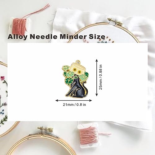 2pcs Black Cat Needle Minder for Cross Stitch, Needlepoint Magnets, Keepers for Sewing, Embroidery and Needlework Accessories, Enamel and Magnetic Nanny