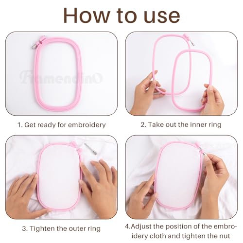 Framendino, 5 Pack Size Square Embroidery Hoops Plastic Cross Stitch Hoop Reusable Frames Rings for DIY Sewing Project(5 Colors2)