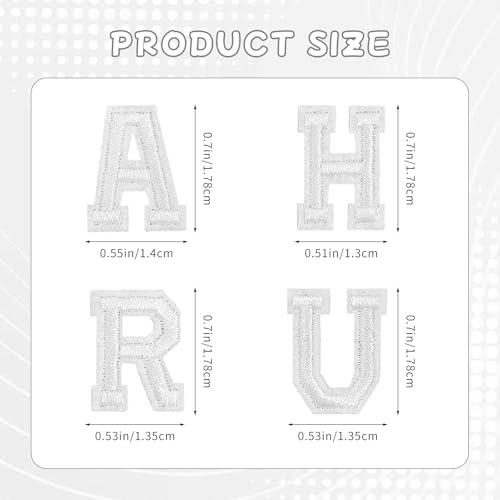 0.7 inch White Iron on Letters Patches, Embroidery Fabric Letters Applique Patch for Clothing, Jackets, Jeans, Hats, Backpacks, Socks, 104pcs - color: White, size: 0.7 inch