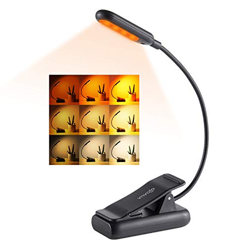 VAVOFO Amber Rechargeable Book Lights, Blue Light Blocking Reading Lights, 7 LEDs Eye Care 9 Colors 9 Brightness Clip On for Bookworms with Power Indicator Lasting 70h (2-Pack, Black) - size: 2-Pack Black