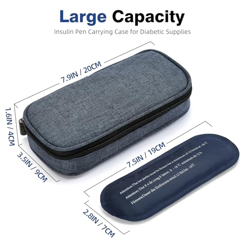 apollo walker Insulin Cooler Travel Case with Ice Packs and Insulation - color: Navy, size: Small