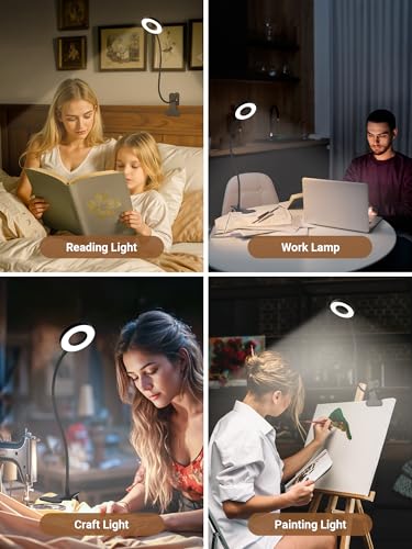 Clip on Lamp,5 Colors+10 Brightness Memory LED Desk Lamp with Clamp Light - color: Black.
