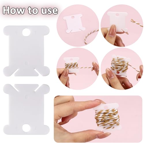 400 PCS Embroidery Floss Bobbins, Plastic Embroidery Floss Organizer, Embroidery Thread Cards for Cross Stitch Thread Holder Sewing Storage - color: White