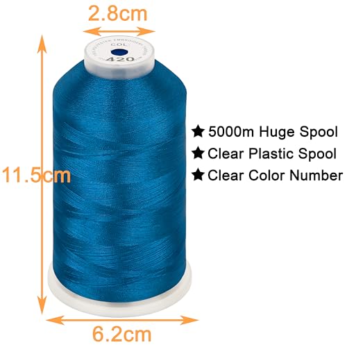 New brothread 5000M Huge Spool Embroidery Machine Thread -Electric Blue - color: Electric Blue-420