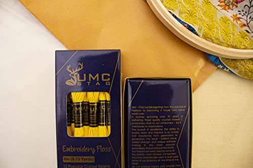 Pack of 12 Premium Embroidery Thread | 100% Egyptian Cotton Premium Skeins | Cross Stitch Embroidery Floss | Oeko TEX Certified Stranded Cotton | (Canary Yellow 298) - color: Canary Yellow 298