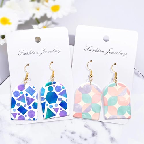 6 Pcs Transfer Paper for Polymer Clay, Triangles Circles Irregular Figure Pattern Clay Transfer Sheets, Water Soluble Polymer Clay Transfer Sheets Paper for DIY Jewelry Earrings Making 5.8"X3.9"