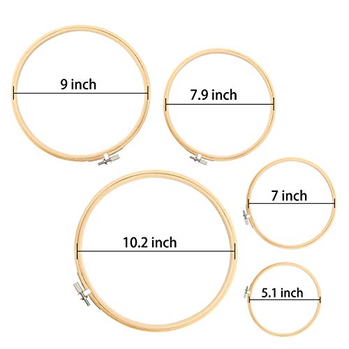 Similane Embroidery Hoops Bamboo Cross Stitch Hoop Ring,5 pcs,Various Sizes