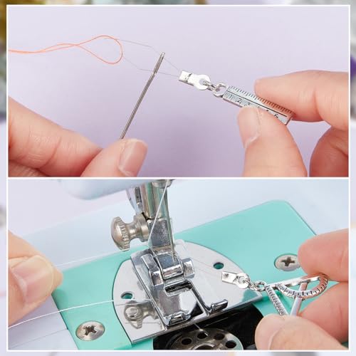 NBEADS 20 Pcs Sewing Tools Beads Needles Threader, 304 Stainless Steel Sewing Needle Threader Stitch Insertion Hand Machine Sewing Thread DIY Tools with Alloy Pendants and Box for Sewing Crafting