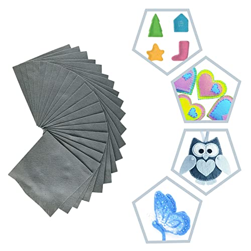 Jtnohx Soft Felt Fabric Flexible Craft Felt Sheets Grey 6" 20Pcs 1.4mm - color: Light Grey