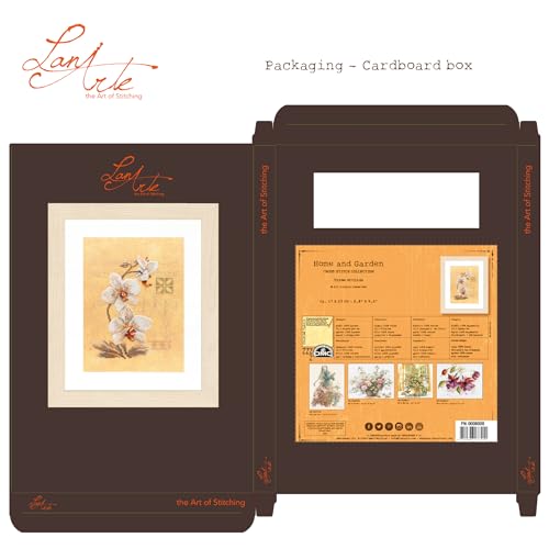 Lanarte Counted Cross Stitch Kit: Three Orchids, 19.600000000000001 x 13.9 x 1.4 cm, Multicoloured - style: Three Orchids
