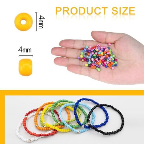 4500pcs 24 Color Seed Beads 4mm 6/0 Round Beads for Bracelet Making - color: 24 Colors