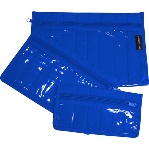 Yazzii Craft Notions Pouch Set (3PC) - Portable & Multipurpose - Sewing Supplies Organizer for Thread Spools, Needles, Beads, Embroidery Floss, Fabric Pieces - Royal Blue - color: Royal Blue, size: 3 PC