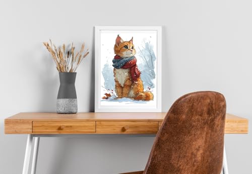Moohue Stamped Cross Stitch Kits for Adults Animal Cat 14CT Pre Printed Cross Stitch Kits for Beginners (Winter Cute Cat) - color: Winter Cute Cat