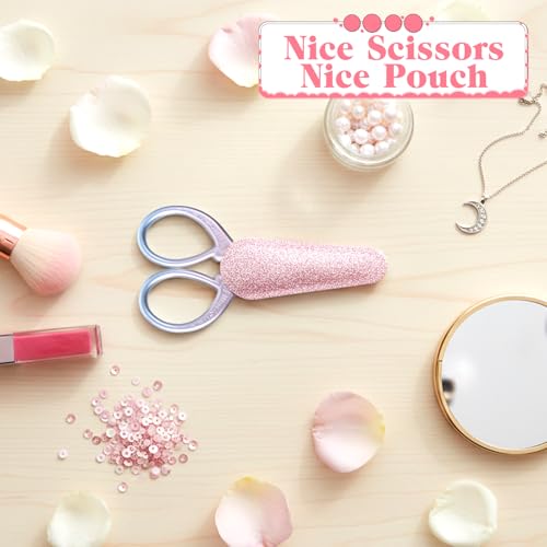 Sewing Embroidery Scissors, 3.6 inch Embroidery Scissors With Cover, Mini Scissor in a Pouch, Sharp Embroiderys Crochet Scissor Stainless Steel Sharp Tip Sewing for Needlework Arts & Crafts DIY Tools