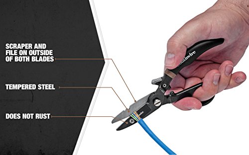 Southwire Pro Datacomm Snips - Engineered for Precision & Control - Spring-Loaded Blade - Double-Dipped Textured Grip - Serrated Cutting Edge