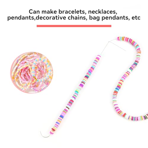 6 PCS Beading Needles 7.4 inch Bead Spinner Needles, 0.7mm Diameter Beaded Needles for Beads Rotating Jewelry Making, DIY Waist Beads, Bracelets, Necklaces