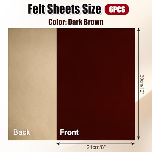Biaungdo Self Adhesive Felt Sheets, Dark Brown, 6 Pcs, 8 x 12 Inch - color: Dark Brown
