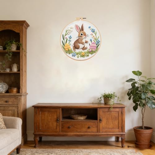 BoAn 3D Rabbit Embroidery Kit for Adults, DIY Hand Embroidery Craft Kit - color: rabbit-2