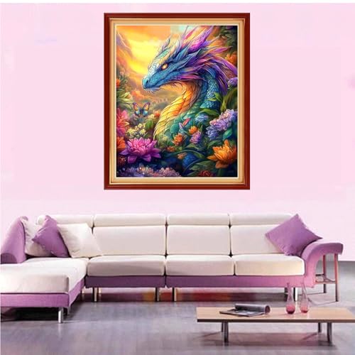 Artvxeay Stamped Cross Stitch Kits Beginners Full Range of Embroidery Starter Kits for Adults Printed Cross Stitching DIY Needlepoint Kit 11CT- Flower Sea Dragon 16x20 inch - color: Color52