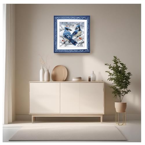 RIOLIS 1925 Blue Jays Counted Cross Stitch Kit 7.75 x 7.75 in - style: Blue Jays 1925