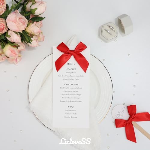 Self Adhesive Red Satin Ribbon Bows for Crafts 3" (50 Pack) - color: Red
